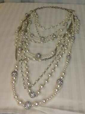 Paparazzi Accessories Multi Tier Pearl Necklace, about 19 inches long